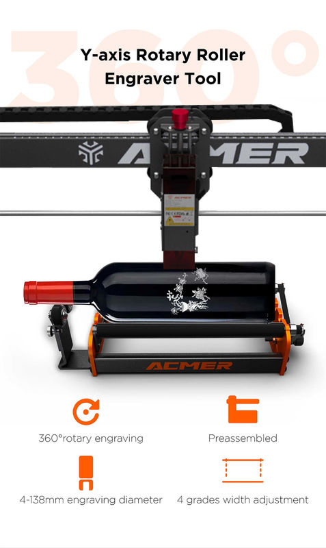 Acmer M2 لیزر حکاکی روتاری رول Y محور روتاری 360 درجه رول لیزر حکاکی