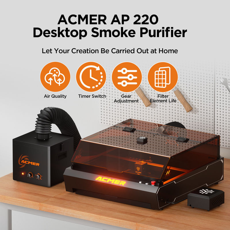 AP220 پاک کننده هوای دود فیترات فیلتر 3 لایه 99.97٪ از ذرات 0.03μm سر و صدا کم