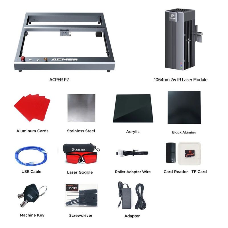 ACMER P2 IR 2w لیزر فیبر حکاکی برای حکاکی فلز FCC / CE / RoHS / FDA گواهینامه