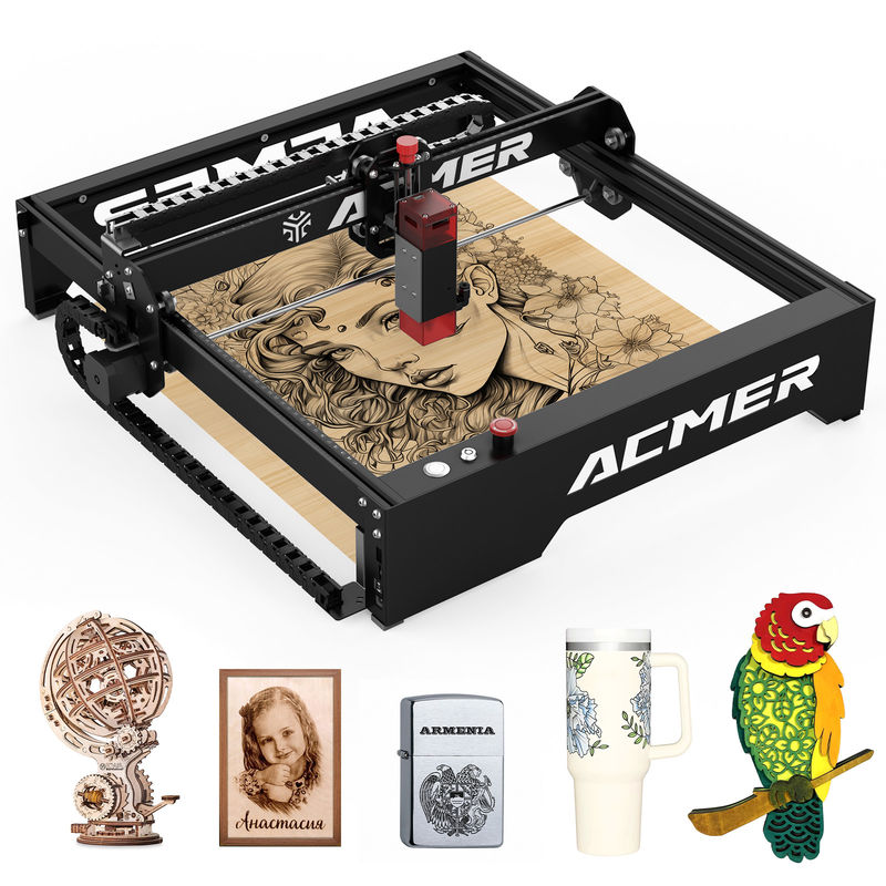 ACMER P1 10W لیزر حکاکی 10000mm/min ماشین حکاکی لیزر دسکتاپ با سرعت بالا ، 20W خروجی لیزر