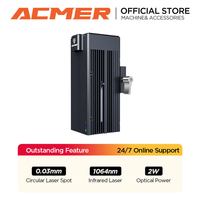 ماژول لیزر ACMER IR 2w لیزر فیبر حکاکی 0.03mm نقطه فوق العاده نازک برای فلز پلاستیک سنگ آکریلیک