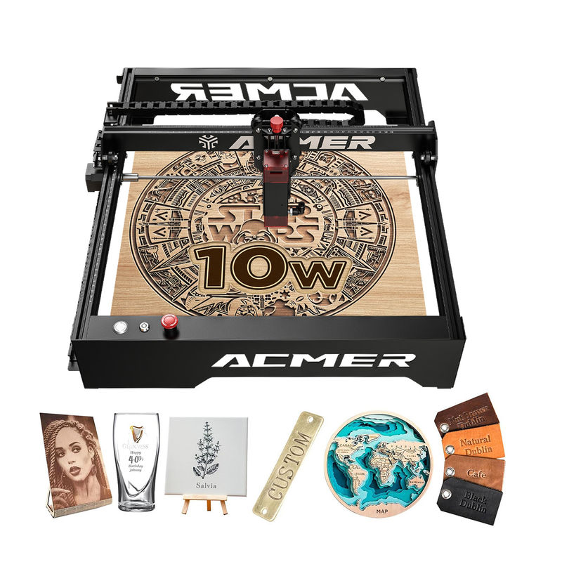 ACMER P1 10W لیزر حکاکی 10000mm/min ماشین حکاکی لیزر دسکتاپ با سرعت بالا ، 20W خروجی لیزر