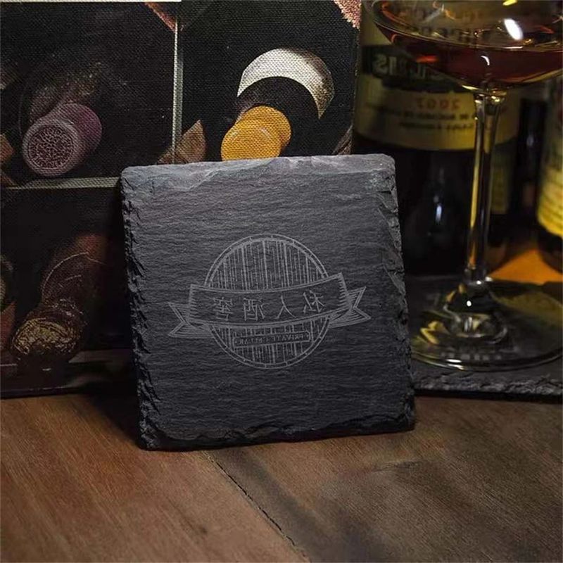 ACMER DIY Stone Coaster Slate Stone Drink Coasters Black Natural Edge برای بار و خانه
