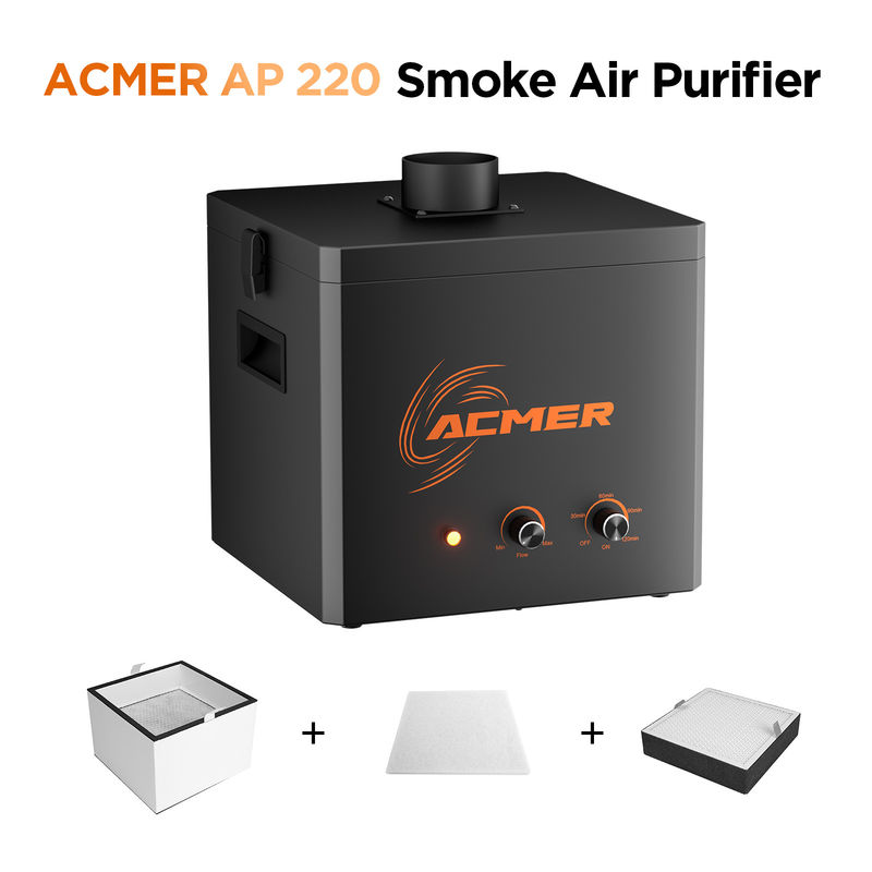 ACMER AP220 پاک کننده دود هوا لوازم جانبی لیزر حکاکی 10.6kg 120 دقیقه زمان